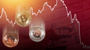 bitcoin digital cryptocurrency value price fall drop concept