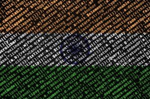 India flag is depicted on the screen with the program code. 
