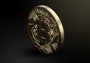 Bitcoin on black background. 