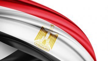 Egypt flag of silk with copyspace for your text or images and white background