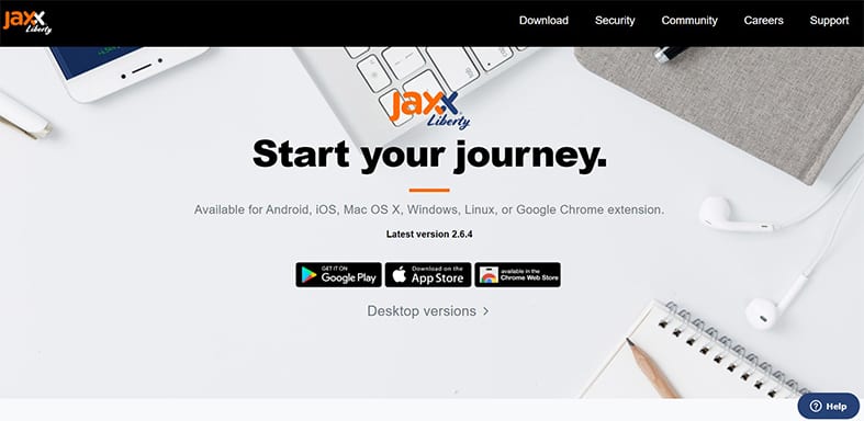 An image featuring the Jaxx homepage