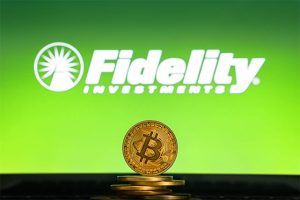 An image featuring Fidelity Investments with bitcoin in front of it