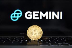 An image featuring the Gemini LLC logo and text with a bitcoin in front of it